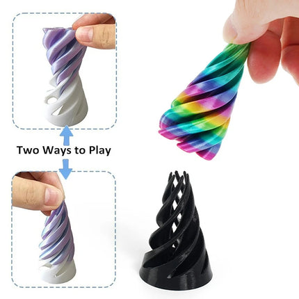 2/3/5/7pc Set 3D Printed Spiral Cone Prelearning 3D Printed Toy Spiral Pyramid Fidget Toy Stress Relief Christmas Gifts Ornament