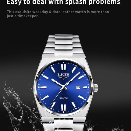 LIGE 2025 New Luxury Fashion Men's Watch Waterproof Luminous Date Quartz Watch Business Wristwatches Montre Pour Hommes Reloj