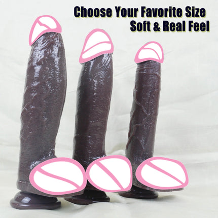 Black Realistic Dildo with Strong Suction Cup Large Penis Liquid Silicone Sex Toy for Women Men Adults Pleasure