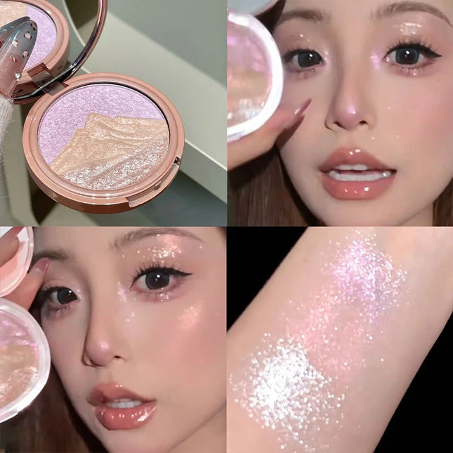 High-Gloss Palette, Starry Glow Series, Delicate Pearl Shimmer, Long-Lasting and Non-Cakey, High Color Payoff, Easy to Apply, Facial Contour Brightening and Contouring, Natural Three-Dimensional Makeup