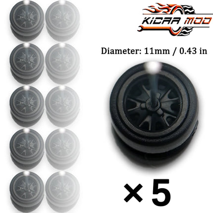1/64 Model Wheels Rubber Slick Tires ABS Wheels for Hot Wheels  Tomica Mainline Diecast Model Car Refit Parts-Dia 11mm (5 Set)