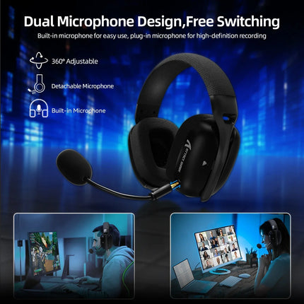 ATTACK SHARK L80PRO Wireless Gaming Headset Tri-Mode 2.4GHz Bluetooth Wired 40mm Drivers Mic Low Latency Lightweight Headphone