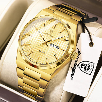 POEDAGAR Original Men's Watch Date Week Waterproof Luminous Stainless Steel Watches For Men Business Men's Quartz Wristwatch Reloj