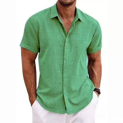 Men's Cotton Linen Short Sleeved Shirt Summer Casual Camisas Harajuku Blusas Mens Shirts Fashion Tops Men Clothing Streetwear