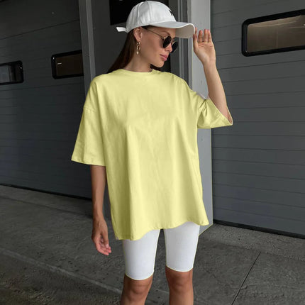Botvotee 21 Colors Ins Fashion Summer Oversized Basic Solid T-Shirts for Women 100% Cotton White Black Pink T-shirt Casual Tops