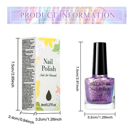 2pcs 8ml Chameleon Nail Polish Set Gorgeous Glitter Galaxy Chrome Holographic Nail Polish No-Bake Quick Dry Long-Lasting Nails
