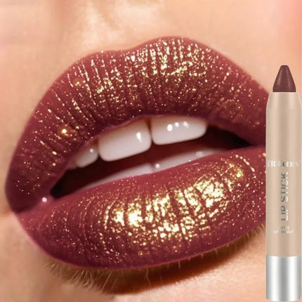 Glitter Pearlescent Crayon Lipstick Quicksand Golden Shining Non-stick Cup Shiny Lip Tint Fine Shimmer Lip Liner Stick Makeup