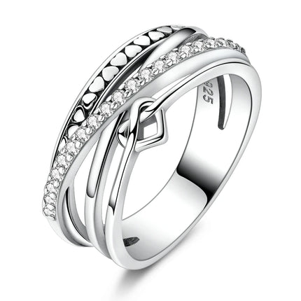 Shine Zircon Ring 925 Silver Original Stone Multi Layer Simple Infinitely Wide Rings For Women FineJewelry Wedding Party Gift