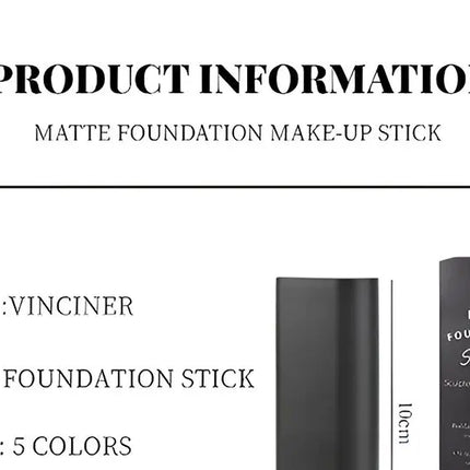 VINCINER Matte Stick Foundation Cream Long-Wear Waterproof Covers Dark Circles Full Coverage Concealer Stick for Base Makeup