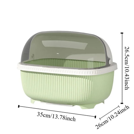 Large Capacity Dish Drainer With Roof Cover Dustproof Multifunctional Kitchen Utensils Rack Cupboard Plastic