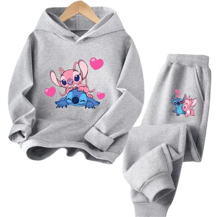 Brand Clothes Kawaii Stitch Hoodie Set Sweatshirts Later Hoodie Sonic Long Sleeve Pullover Boy Girl Tracksuit Set