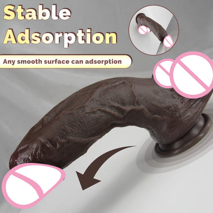 Realistic Long Dildo Black Anal Plug with Suction Cup Big Penis Butt Plug Long Dick Sex Toys for Women Men Phallus Anal Dilator