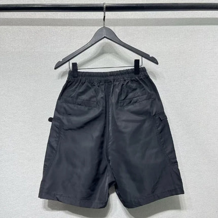 Men's Techwear Cargo Shorts Multi-Zipper Pocket Elastic Waist Drawstring Streetwear Casual Shorts