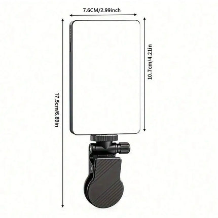 Rechargeable Selfie Light, Phone Fill Light with Clip, Portable Detachable Clip-On Video Light for Selfies, Makeup, Live Streaming, Suitable for Iphone, Android, iPad Smartphones
