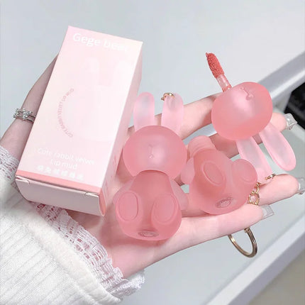 Gege Bear Rabbit Lip Glaze, Matte Velvet Lip Clay Long-lasting Color Non-drying Lipstick