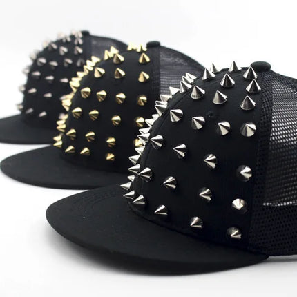 BASEBALL CAPS FOR BOTH Men Women Boys Girls Punk Studded Baseball Hip-Hop Hat Adjustable Snapback Spike Rivet Stud Cap