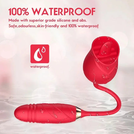Rose Tongue Vibrator for Women Powerful Licking Clitoris Stimulation Telescopic Dildo Thrusting Licking Vagin Massager Sex Toys