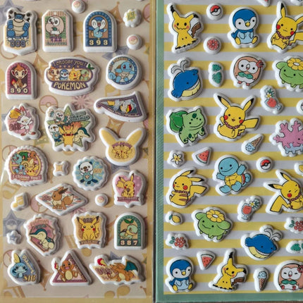 Genuine Pokemon Pikachu Squirtle 3D Stickers Cartoon Planner Decor Decal For Water Mug Phone Ipad Helmet Decor Decals Girls Gift