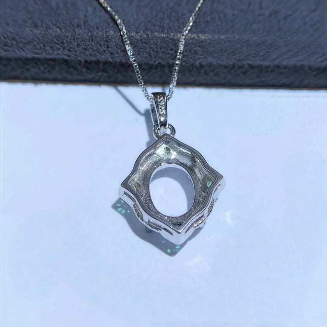 DIY Empty Pendant Holder S925 Sterling Silver Setting 7*9mm Ellipse Stone Design Fine Charm Weddings Jewelry Accessory for Woman