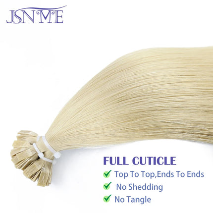 Virgin Hair Flat Tip Hair Extensions Natural Real Human Hair Fusion Capsule Keratin Brown Blonde 1g/Strand 14-22 inch For Woman