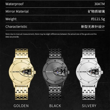 2023 BESTWIN Luxury Brand Trendy Cool Men's Wrist Watch Stainless Steel Tech Fashion Quartz Watch For Men Relogio Masculino