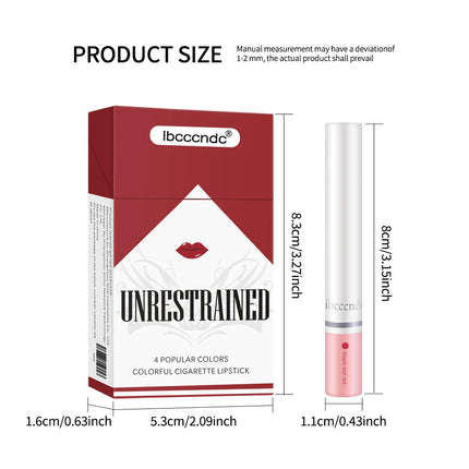 Colors Cigarettes 4 Lasting Stick Waterproof Pack Lip Set Lipstick Long Matte Lipstick Transparent Lipstick Valentine's Day Gift