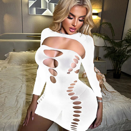 Hot Women's Plus Size Open Crotch Lingerie Bodysuit Sheer Fishnet Stockings Mesh Tights For Seductive Evening Wear bodysuit