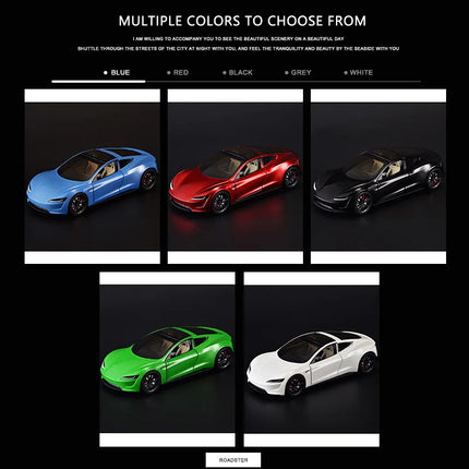 XLG 1:24 Tesla Roadster R Concept - Convertible Alloy Die-Cast Model with Sound, Light & Pull-Back Action, Collector‘s Edition