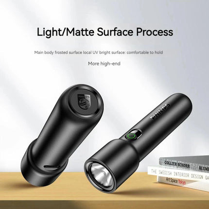 Philips 2025 New EDC SFL1235 Portable Flashlight Rechargeable LED Flashlight, Self-defense, Camping Portable Flashlight