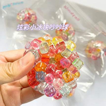 Creative colorful ice cube squishy ball, DIY squeeze toy, popping bubble beads—this viral stress-relief toy is the decompression