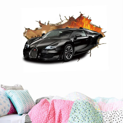 3D Supercar Vehicle Wall Stickers Wild jeep Broken Wall Poster Wall Art Car Decal Kids Room Decoration murals Boys Favors