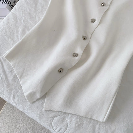 Women's Knitted Slim Fit Vest Summer 2025 Svel Top Single Button Design Versatile Inner and Outer Wear Commute Sle