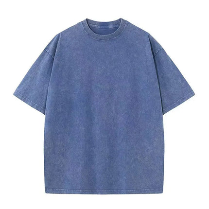 American Style Retro Heavyweight Solid Color Short Sleeved T-shirt Men Women Summer Street Trendy Washed Old Oversized Clothes