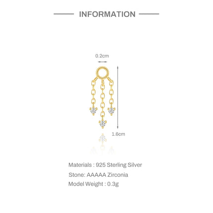 CANNER 1PC 925 Sterling Silver Chain Tassel Piercing Earrings Chain Charm Accessories For Woman Shiny Earring Fine Jewelry Gift