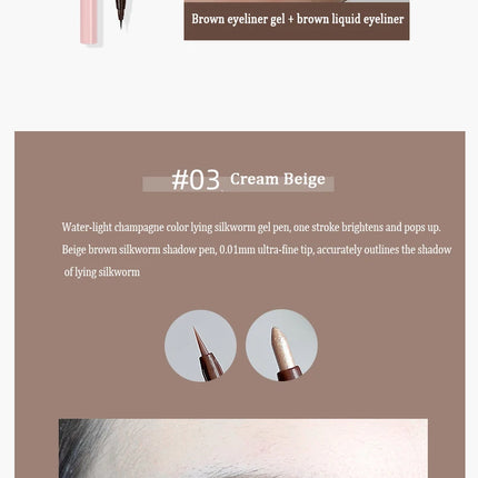 2 In 1 Brown Gel Eyeliner Pencil Ultra-slim Liquid Eye Liner Shadow Pen Smooth High Pigment Silkworm Gel Pen Lasting Eyes Makeup