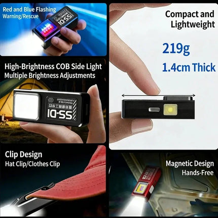 Powerful Mini LED Flashlight USB Rechargeable COB Keychain Hanging Work Light Waterproof Outdoor Emergency Camping Pocket Torch