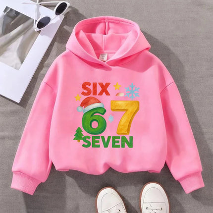 Kids Christmas Sweatshirt with 67 Number Print Santa Hat Snowflake Xmas Tree Toddler Boys Girls Holiday Pullover jumper Top