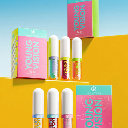 YOUNG VISION 6-Color Refreshing Fruit Flavored Moisturizing Lip Oil Set Colorful, Hydrating, and Moisturizing Lip Gloss