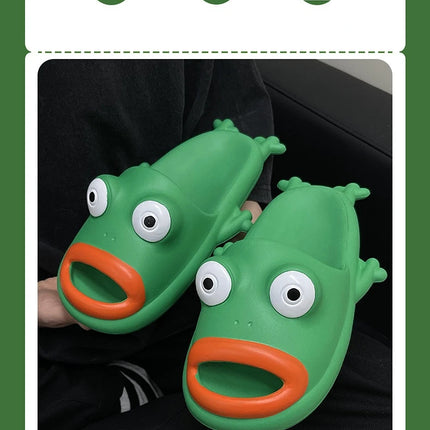 Frog House Slipper Cloud Woman Sandals Flip Flops Sandals Soft Sole Beach Non Slip Home Shoes Platform Weird Female Slides Men