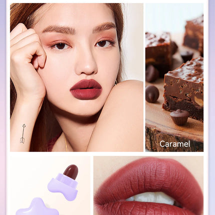 6pcs/set Long Lasting Star Mini Lipstick, Candy Color Matte Velvet Mist Portable Waterproof Lipstick Set