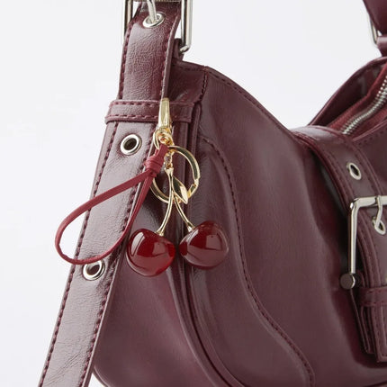 New Cherry Handbags Keychain Olive Alloy Strawberry Keychain DIY Key Ring Bag Decoration