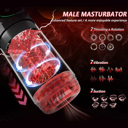 Enlargers LCD APP Penis pump Pocket Pussies Thrusting Rotating Vibrating Sucking Lickin 9 In 1 Multi-Functional Cook Exerciser