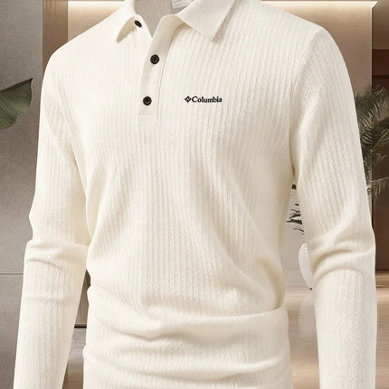 High-end branded printed polo shirt men's fashionable long-sleeved top autumn new comfortable breathable business casual T-shirt