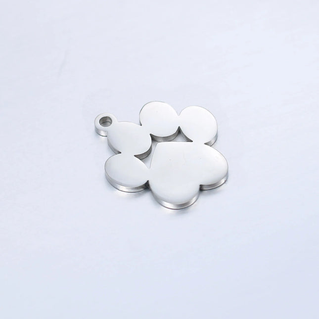20pcs/lot Pet Dog Paw DIY Charms Wholesale Mirror Polish Stainless Steel Pendant Connectors Charm For Jewelry Making