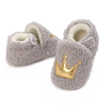 Fashionable Lamb Down Newborn Baby Girl Knitted Baby Soft Sole Shoes Toddler Shoes Warm and Non Slip First Walker