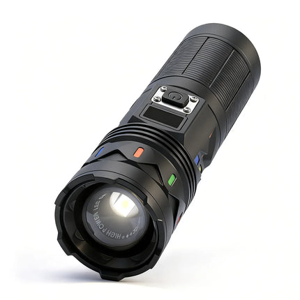 BORUiT 5000Lumen Ultra Bright LED Flashlight1500M Range Zoom Torch USB Rechargeable Handheld Torch With Digital Display Camping