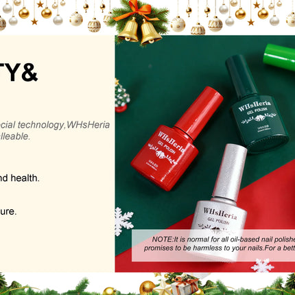 Christmas Gel Nail Polish Set, 6 Colors Sparkle Glitter Gold Silver Gel Polish New Year's Day Gifts for Ladies