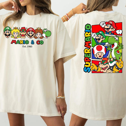 2026 New Super Mario graphic unisex cotton shirt, There are children size, Mario movie summer Men's fashion Harajuku Tshirt