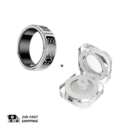 2 Set Display Screen Bluetooth Smart Rings Sleep Heart Rate Oxygen Monitoring Multi Sports Modes IP68 Waterproof Women Men Ring