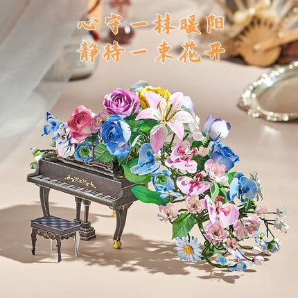 NEW DIY 3D Metal Puzzle Violin Eternal Flower Model Building Kits Assembly Camellia Lily Jigsaw Puzzles for Girls Birthday Gifts